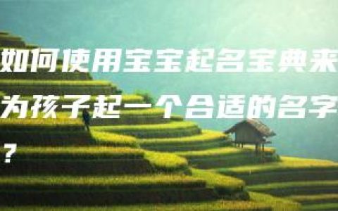 如何使用宝宝起名宝典来为孩子起一个合适的名字？