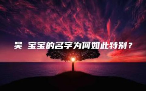 吴玥宝宝的名字为何如此特别？