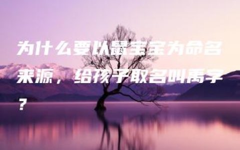 为什么要以鼠宝宝为命名来源，给孩子取名叫禹字？