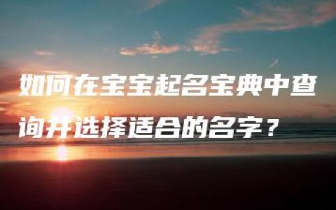 如何在宝宝起名宝典中查询并选择适合的名字？