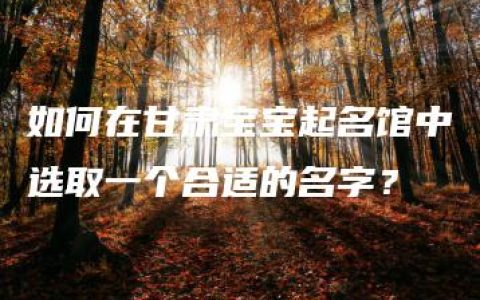 如何在甘肃宝宝起名馆中选取一个合适的名字？