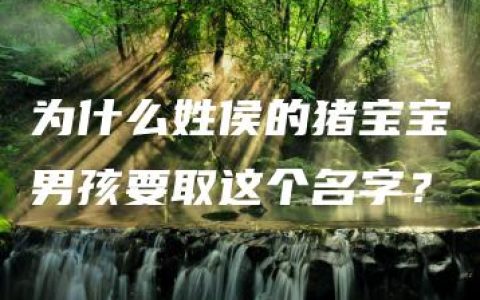 为什么姓侯的猪宝宝男孩要取这个名字？