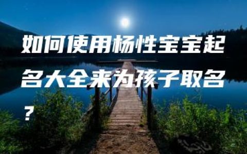 如何使用杨性宝宝起名大全来为孩子取名？