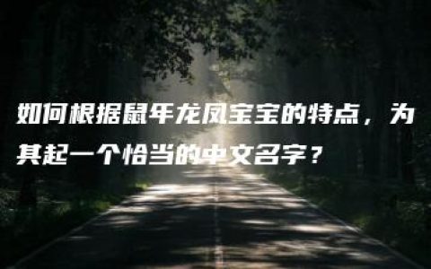 如何根据鼠年龙凤宝宝的特点，为其起一个恰当的中文名字？