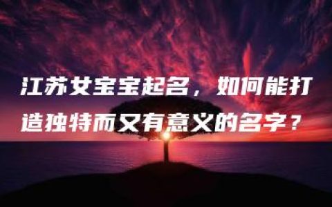 江苏女宝宝起名，如何能打造独特而又有意义的名字？