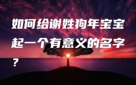 如何给谢姓狗年宝宝起一个有意义的名字？