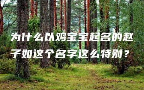 为什么以鸡宝宝起名的赵子如这个名字这么特别？