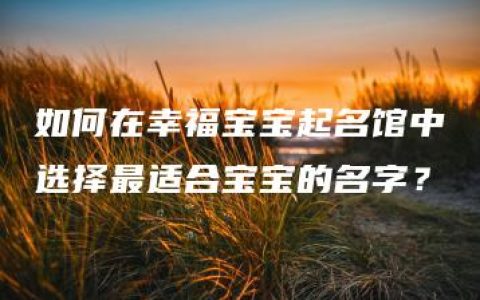 如何在幸福宝宝起名馆中选择最适合宝宝的名字？