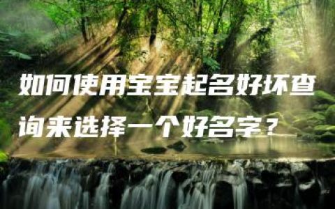 如何使用宝宝起名好坏查询来选择一个好名字？