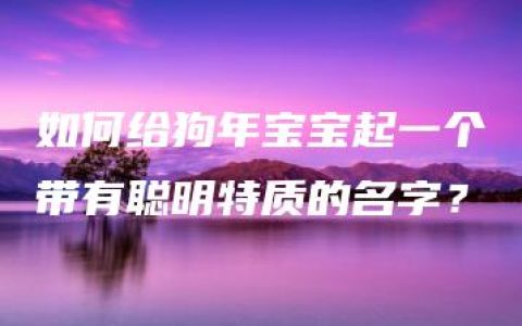 如何给狗年宝宝起一个带有聪明特质的名字？