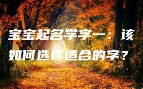 宝宝起名学字一：该如何选择适合的字？