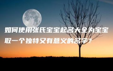 如何使用张氏宝宝起名大全为宝宝取一个独特又有意义的名字？