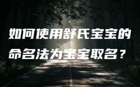 如何使用舒氏宝宝的命名法为宝宝取名？