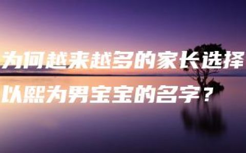 为何越来越多的家长选择以熙为男宝宝的名字？