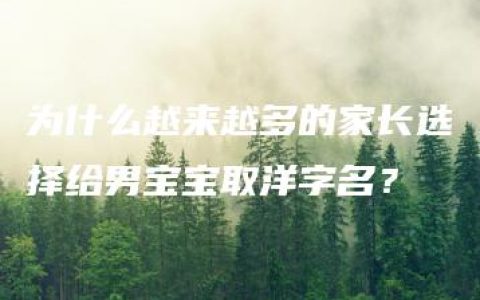 为什么越来越多的家长选择给男宝宝取洋字名？