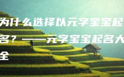 为什么选择以元字宝宝起名？——元字宝宝起名大全