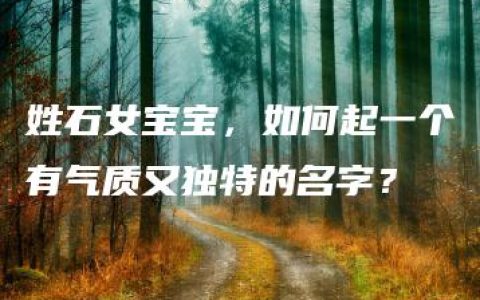 姓石女宝宝，如何起一个有气质又独特的名字？