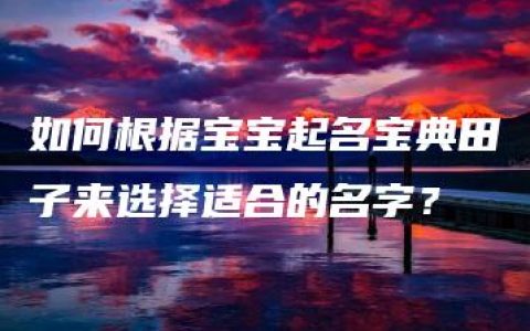 如何根据宝宝起名宝典田子来选择适合的名字？