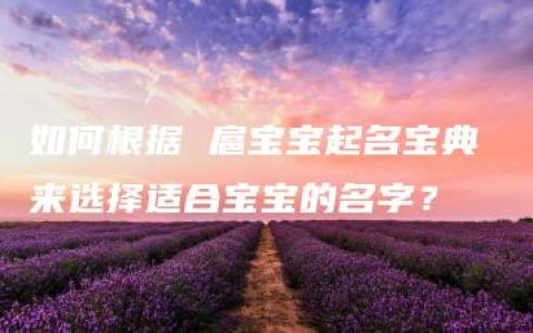 如何根据 扈宝宝起名宝典 来选择适合宝宝的名字？