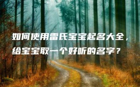 如何使用雷氏宝宝起名大全，给宝宝取一个好听的名字？