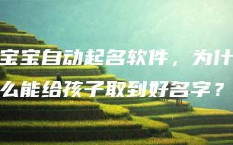 宝宝自动起名软件，为什么能给孩子取到好名字？