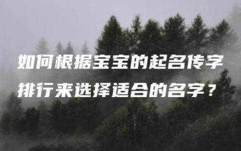 如何根据宝宝的起名传字排行来选择适合的名字？