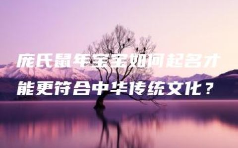 庞氏鼠年宝宝如何起名才能更符合中华传统文化？