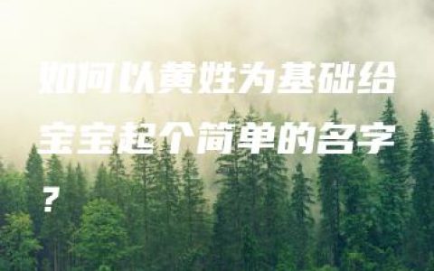 如何以黄姓为基础给宝宝起个简单的名字？