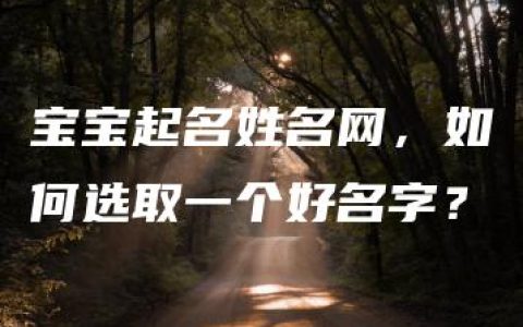 宝宝起名姓名网，如何选取一个好名字？