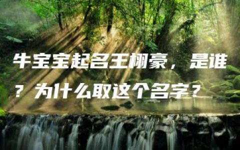 牛宝宝起名王栩豪，是谁？为什么取这个名字？