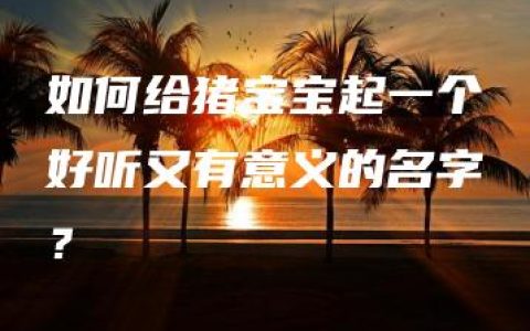 如何给猪宝宝起一个好听又有意义的名字？