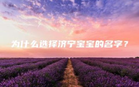 为什么选择济宁宝宝的名字？