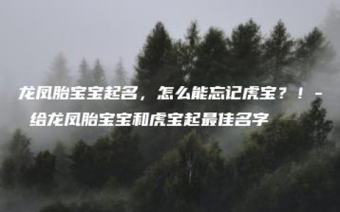 龙凤胎宝宝起名，怎么能忘记虎宝？！- 给龙凤胎宝宝和虎宝起最佳名字