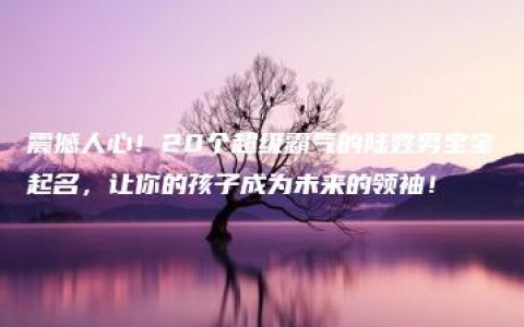 震撼人心！20个超级霸气的陆姓男宝宝起名，让你的孩子成为未来的领袖！