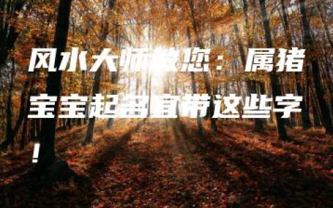 风水大师教您：属猪宝宝起名宜带这些字！