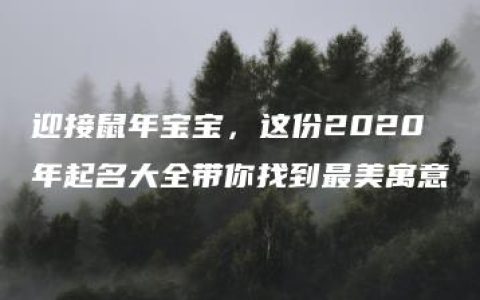 迎接鼠年宝宝，这份2020年起名大全带你找到最美寓意