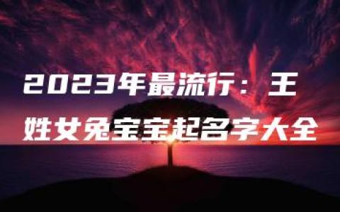 2023年最流行：王姓女兔宝宝起名字大全