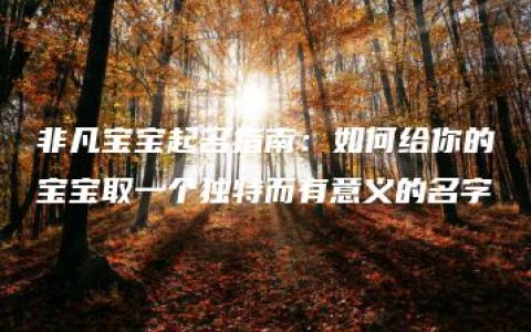 非凡宝宝起名指南：如何给你的宝宝取一个独特而有意义的名字