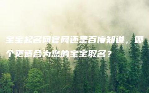 宝宝起名网官网还是百度知道，哪个更适合为您的宝宝取名？