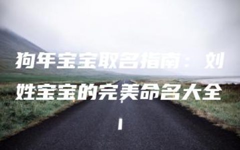 狗年宝宝取名指南：刘姓宝宝的完美命名大全