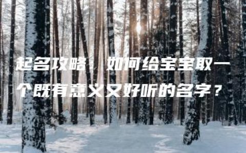 起名攻略：如何给宝宝取一个既有意义又好听的名字？