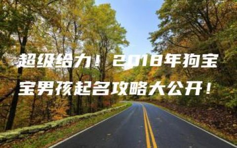 超级给力！2018年狗宝宝男孩起名攻略大公开！