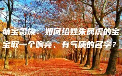 萌宝贵族：如何给姓朱属虎的宝宝取一个响亮、有气质的名字？