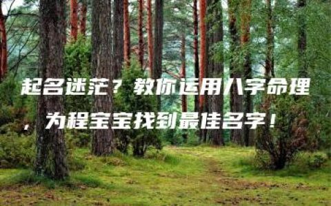 起名迷茫？教你运用八字命理，为程宝宝找到最佳名字！