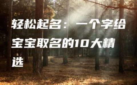 轻松起名：一个字给宝宝取名的10大精选