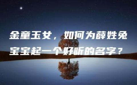 金童玉女，如何为薛姓兔宝宝起一个好听的名字？