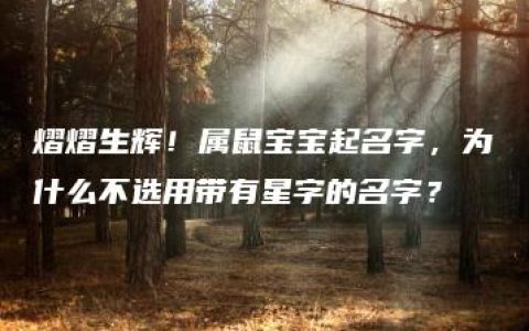 熠熠生辉！属鼠宝宝起名字，为什么不选用带有星字的名字？