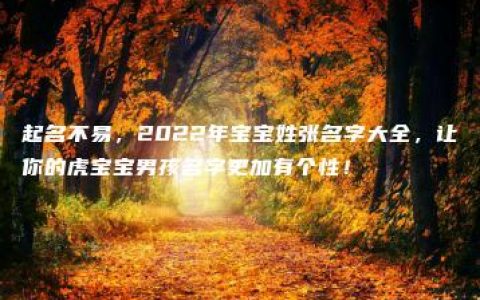 起名不易，2022年宝宝姓张名字大全，让你的虎宝宝男孩名字更加有个性！