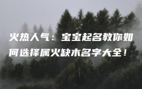 火热人气：宝宝起名教你如何选择属火缺木名字大全！