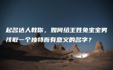 起名达人教你，如何给王姓兔宝宝男孩取一个独特而有意义的名字？